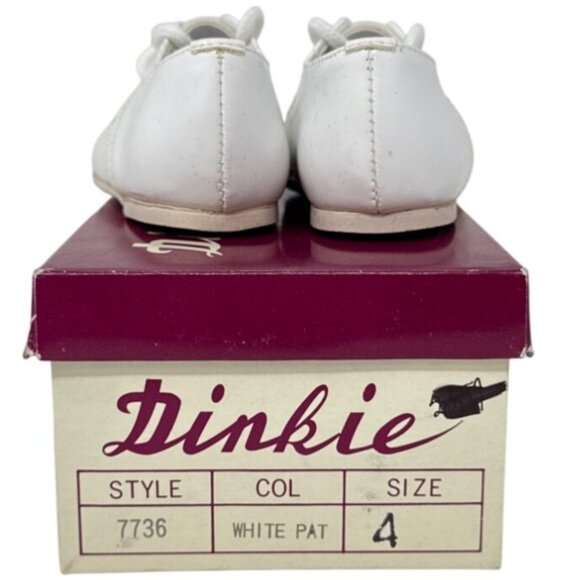 Dinkie Baby White Patent Leather Shoes Size 4 With Box - Picture 3 of 6